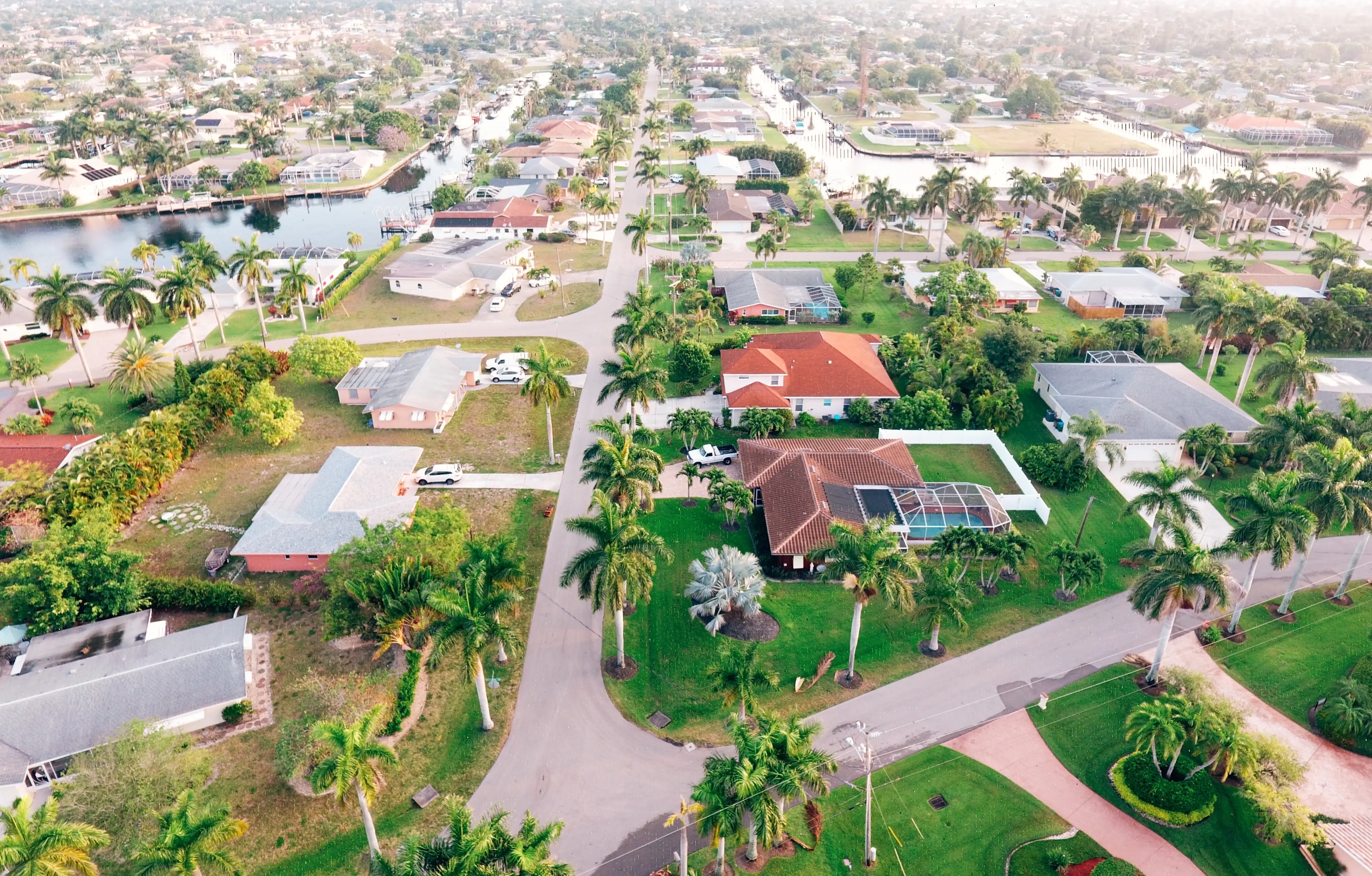 Aerial view of a Florida suburban neighborhood where homeowners are weighing HELOC and cash-out refinance options